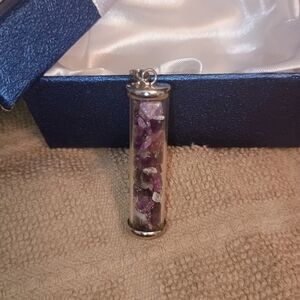 Amethyst Jar Pendant. Authentic Gemstones Large Bale. New